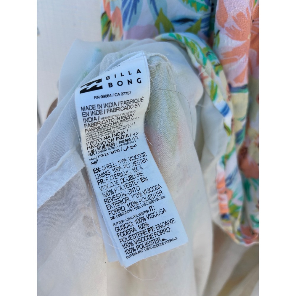 Billabong Floral Midi Dress Lightweight Summer Deep V-Neck Slit Sleeveless L - Picture 5 of 6